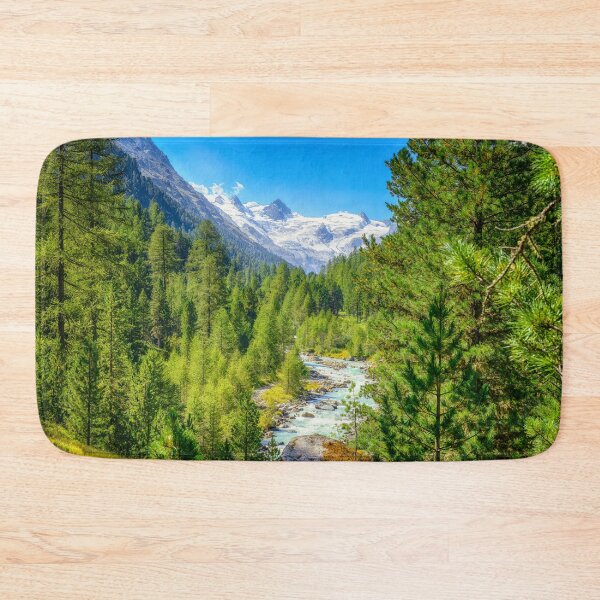 Item preview, Beautiful Landscape Of Switzerland - Sunny day, river, snow covered alps, forest and trees designed and sold by Susan Dost.