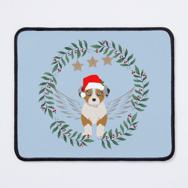 Item preview, Australian Shepherd Puppy with Wings and Christmas Santa Hat designed and sold by SeasonalDogs.