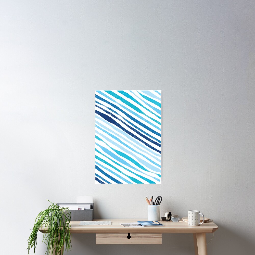 Blaue Wellen Minimal Art Poster