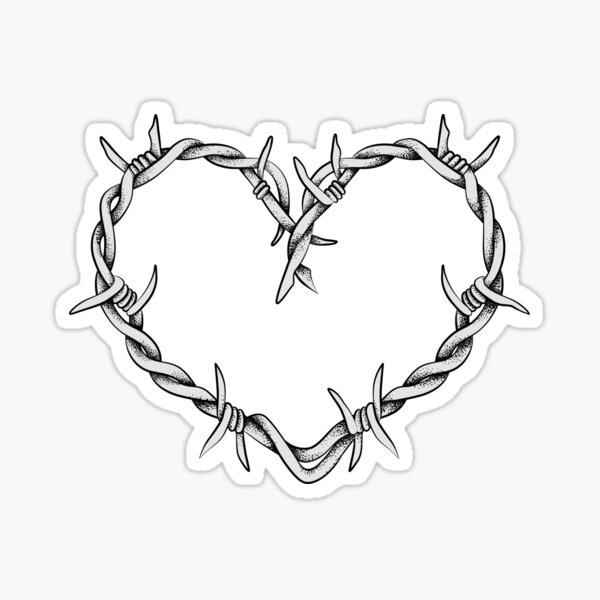 SOURPUSS BARBED WIRE HEART STICKER CLEAR