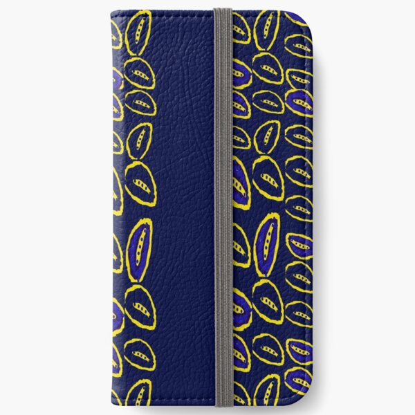 Yellow seed blue pattern iPhone Wallet