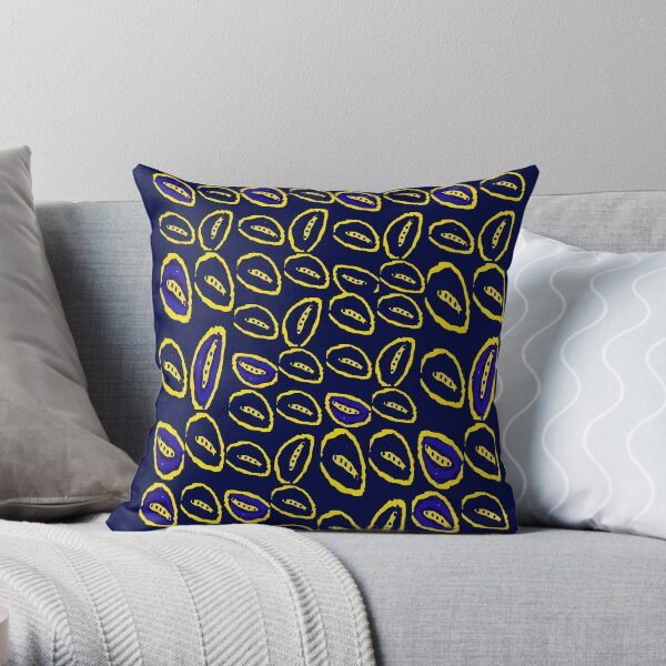Yellow seed blue pattern Throw Pillow