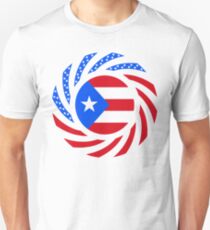 Puerto Rican American Multinational Patriot Flag Series Slim Fit T-Shirt