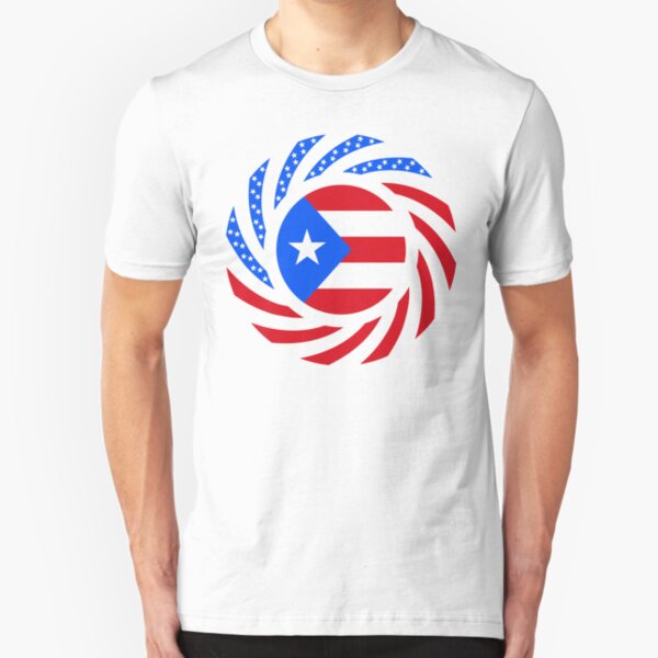 Puerto Rican American Multinational Patriot Flag Series Slim Fit T-Shirt