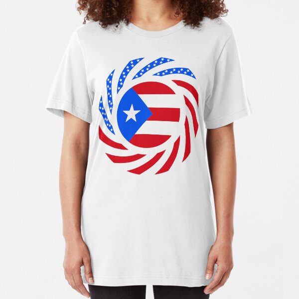Puerto Rican American Multinational Patriot Flag Series Slim Fit T-Shirt