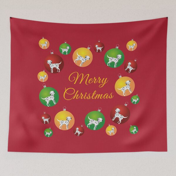 Item preview, Dalmatian Dog inside Colorful Xmas Ornament Baubles with Merry Christmas Sign designed and sold by SeasonalDogs.