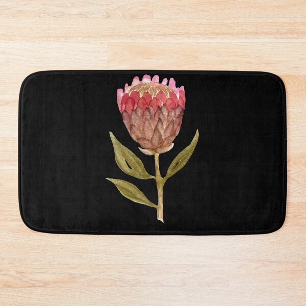 Item preview, Watercolor protea illustration on black background  designed and sold by Yana Mustafina | Boho Soulful Designs.