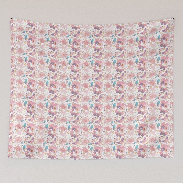 Item preview, Pink Tropical Bird Flowers designed and sold by Milibella.
