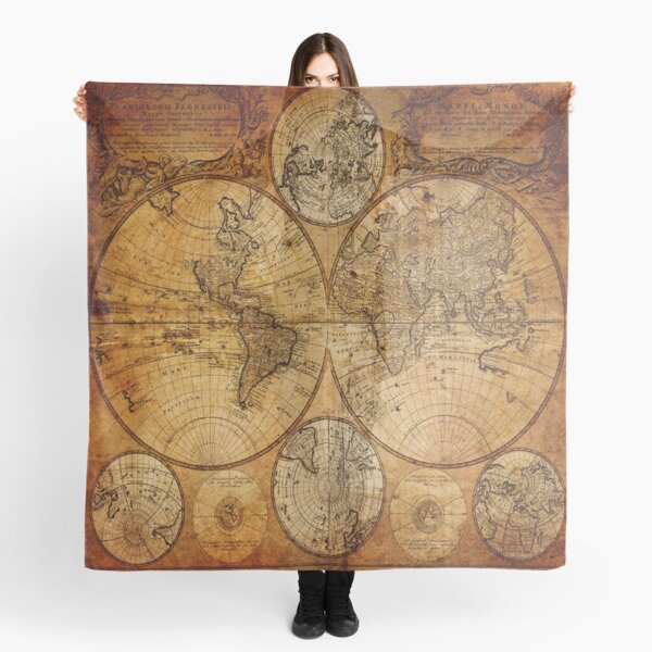 Classic Vintage Travel World Map Scarf