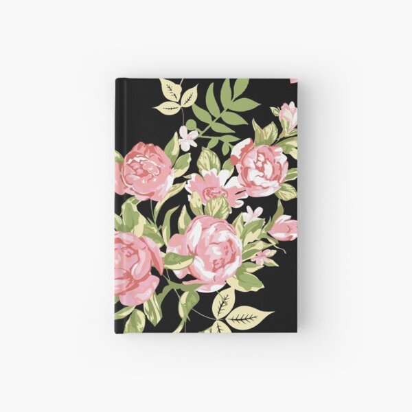 Vintage Black and Pink Floral Hardcover Journal