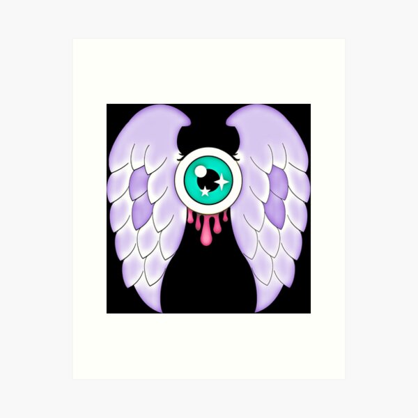 Pastel Goth | Winged Eye | Black Art Print