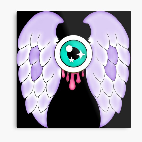 Pastel Goth | Winged Eye | Black Metal Print
