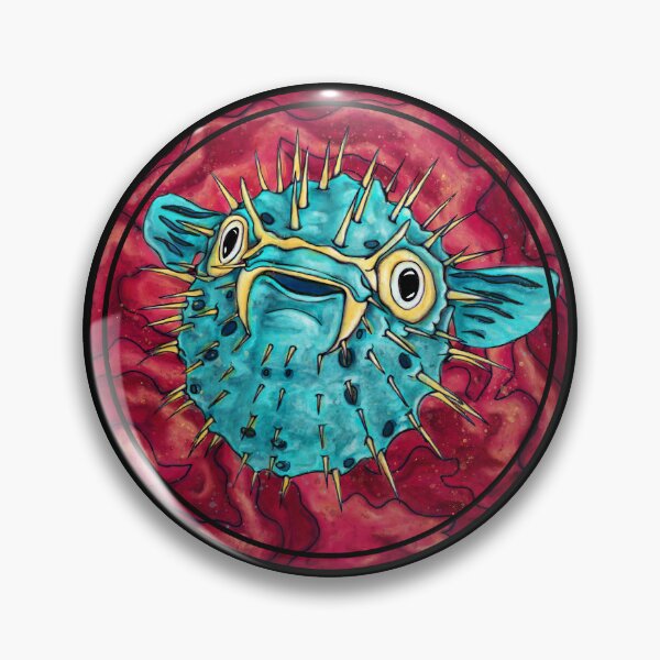 Item preview, Funny pufferfish with bold colors, cute japanese fugu fish designed and sold by NadiaChevrel.