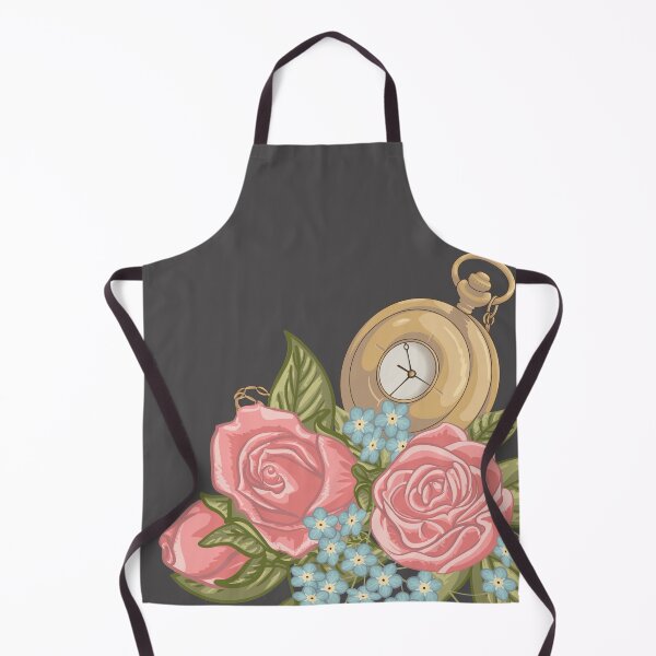 Item preview, Pocketwatch, Rose, and Forget-me-not Bouquet on Charcoal designed and sold by DoodleTrees.