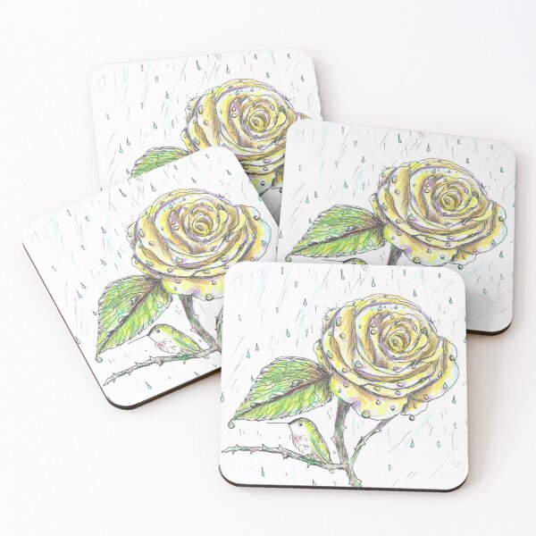 Item preview, Hummingbird and Rose in the Rain Drawing designed and sold by Art by Kirsten Sneath.