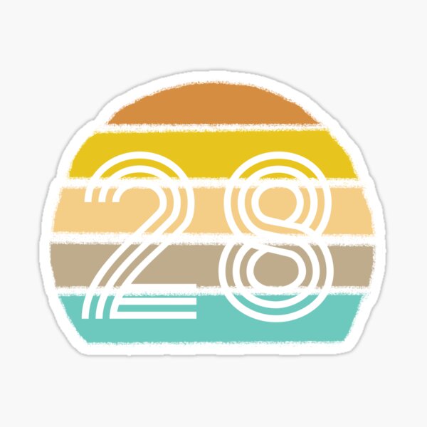 number-28-on-retro-sunset-sticker-for-sale-by-rhombusonion-redbubble