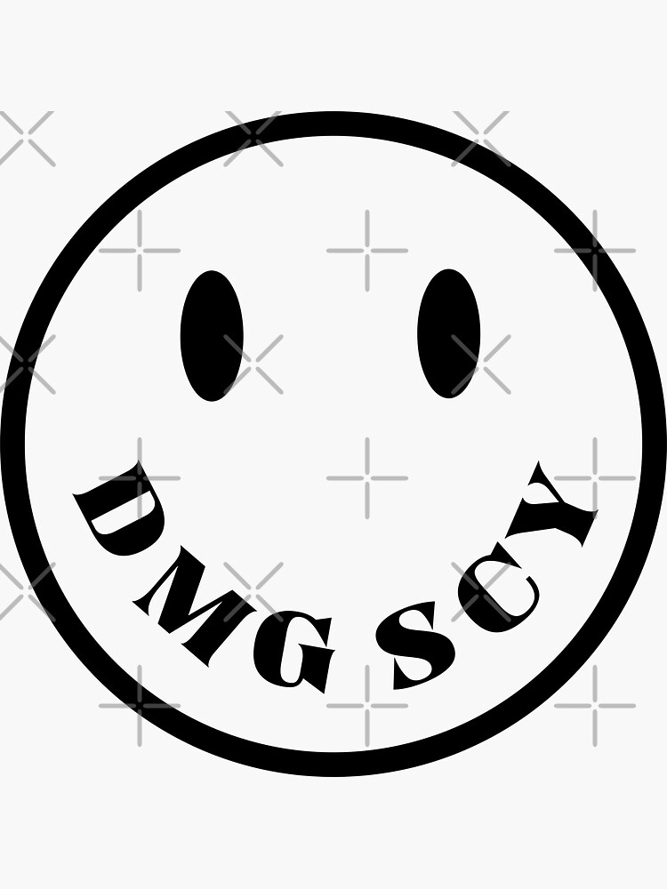 "Damaged Society Merch Smiley Logo" Sticker for Sale by RedhirZo Redbubble