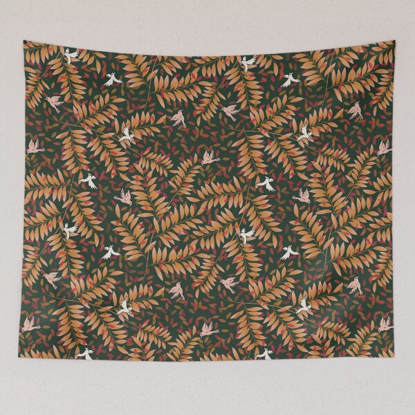 Item preview, Birds in Fall Garden - Green designed and sold by JaselviiStudio.