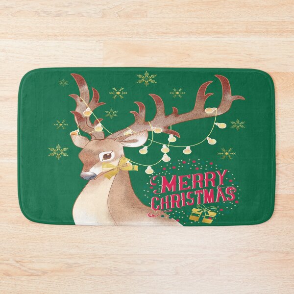 Item preview, Santa's Magic Reindeer, Illustration of beautiful reindeer with ornamentation full of Christmas lights and phrase Merry Christmas  designed and sold by Malogue.