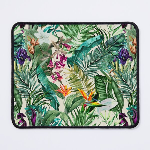 Item preview, Exotic tropical blooming foliage, leaves and flowers tropical pattern, botanical illustration, beige floral illustration designed and sold by ZeinabTaha.