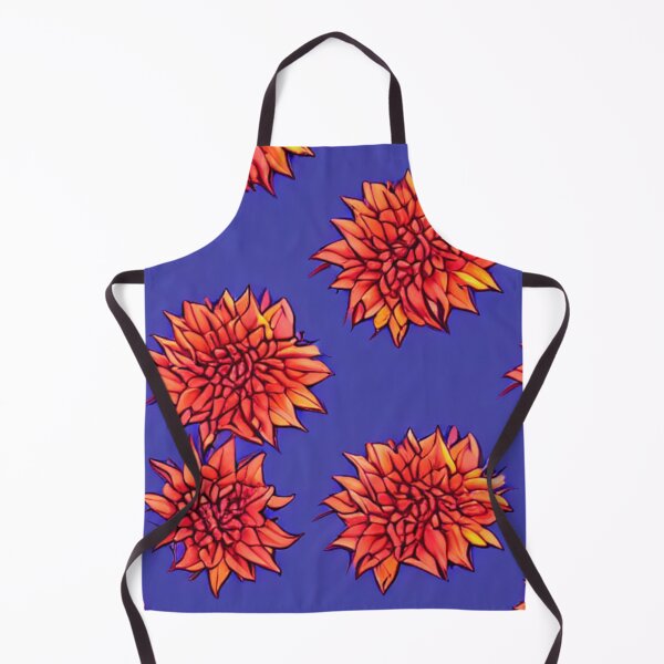Item preview, Orange flower patterns and blue background designed and sold by ArteEterno.