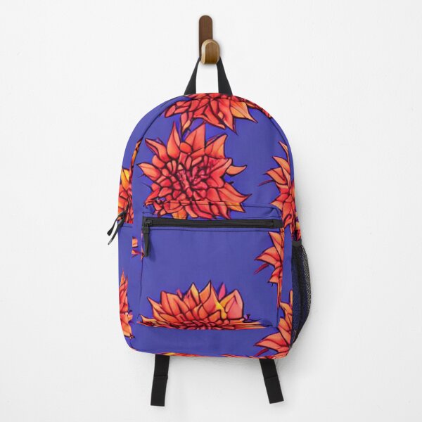 Item preview, Orange flower patterns and blue background designed and sold by ArteEterno.