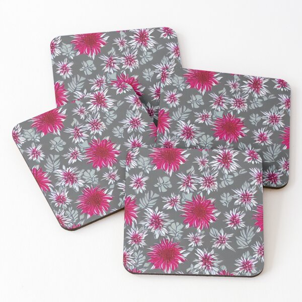 Item preview, Pink and white flower patterns with gray background designed and sold by ArteEterno.