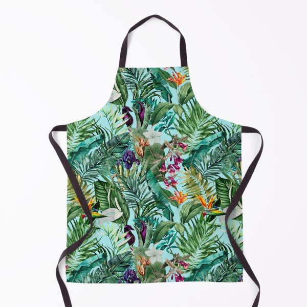 Item preview, Exotic tropical blooming foliage, leaves and flowers tropical pattern, botanical illustration, blue floral illustration designed and sold by ZeinabTaha.