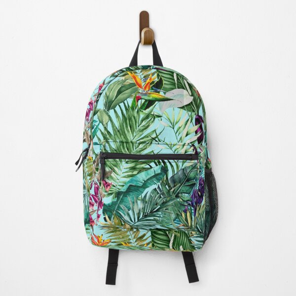 Item preview, Exotic tropical blooming foliage, leaves and flowers tropical pattern, botanical illustration, blue floral illustration designed and sold by ZeinabTaha.