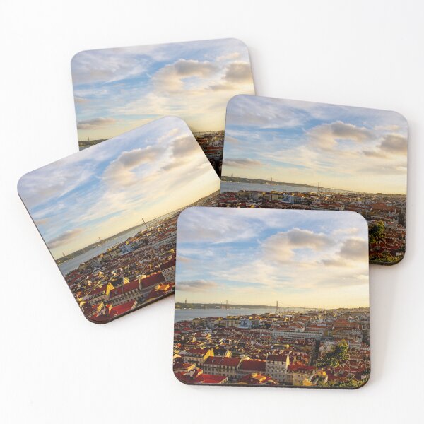 Item preview, Lisbon view from above - red rooftops of Lisbon oldtown in golden hour designed and sold by LuckyU3.