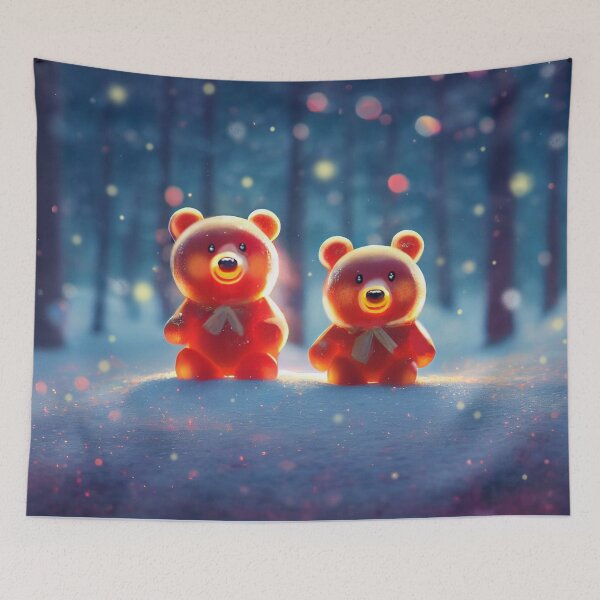 Item preview, Cute sweet red gummy bears in the snow designed and sold by Blacklinesw9.