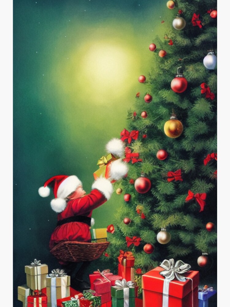 "Decorating the Christmas Tree " Sticker for Sale by NewRealities