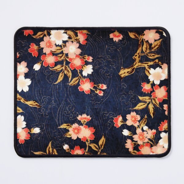 Item preview, PINK RED WHITE SPRING FLOWERS IN DEEP BLUE Japanese Floral designed and sold by BulganLumini.