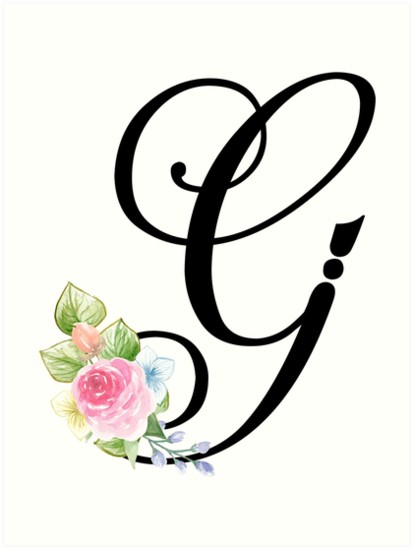 Download "Floral Monogram Fancy Script Letter G" Art Prints by ...