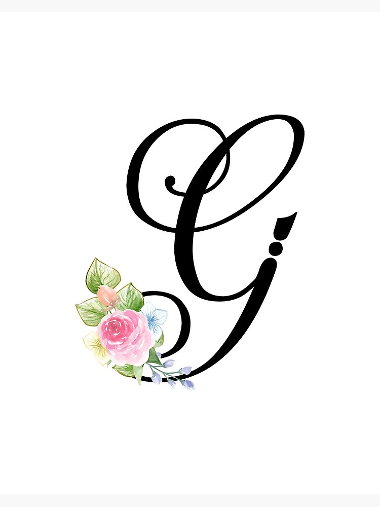 Rose & Black Vintage Flower Monogram Grip Letter G Gift