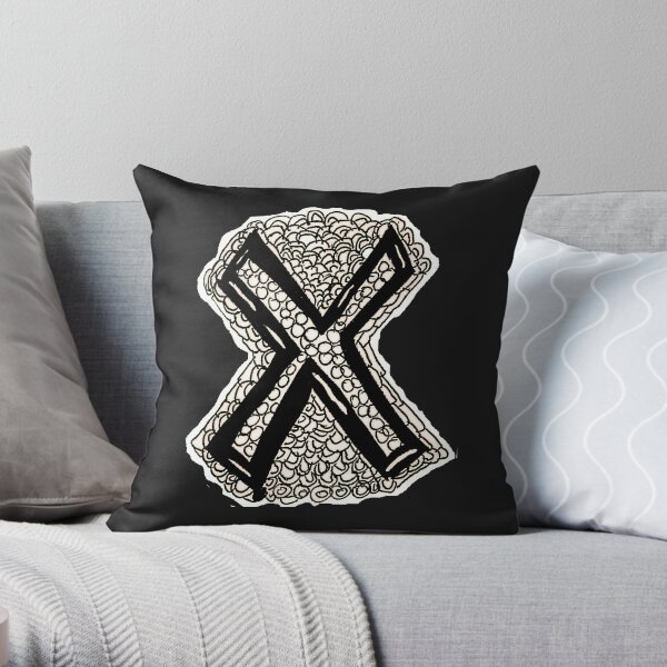 Upper case black and white alphabet Letter X Throw Pillow