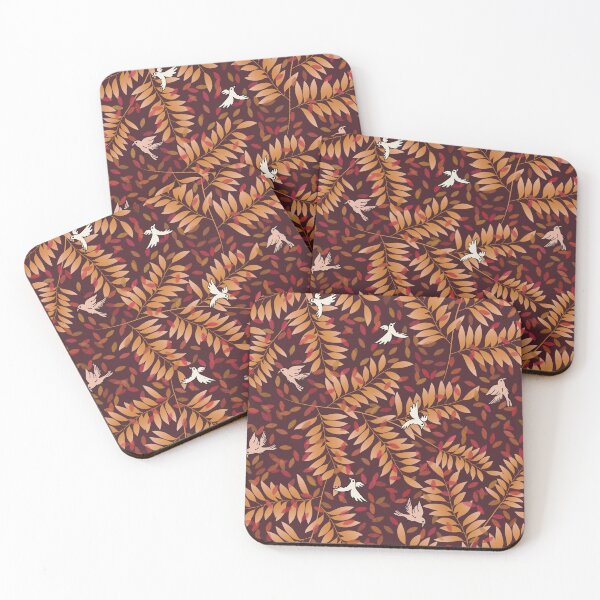 Item preview, Birds in Fall Garden - Burgundy designed and sold by JaselviiStudio.