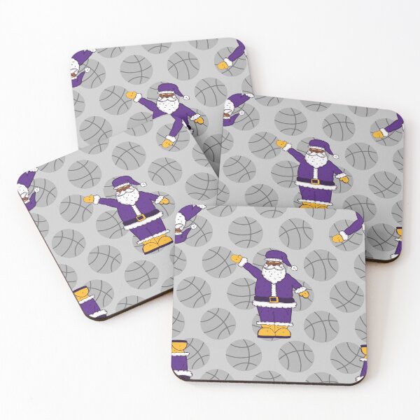 Item preview, purple yellow christmas black santa claus basketball  designed and sold by Gossip Rag.