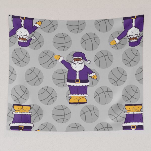 Item preview, purple yellow christmas black santa claus basketball  designed and sold by Gossip Rag.