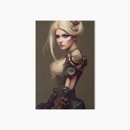Gorgeous blonde steampunk lady Officer in Military Uniform | Art Board Print