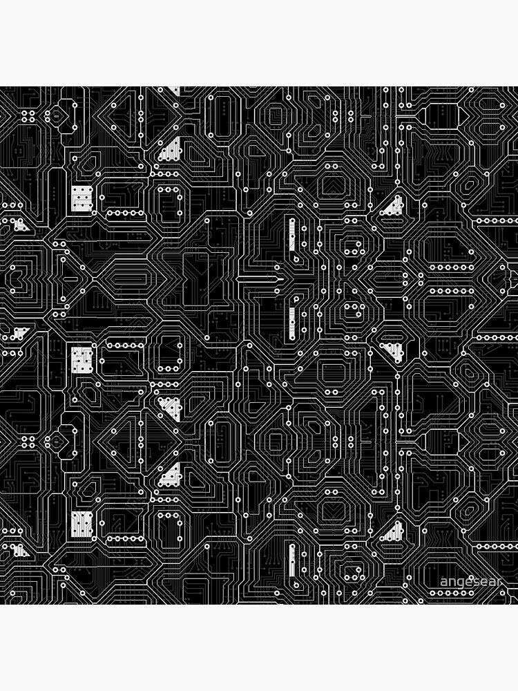 "Circuit Boards White Lines On Black" Sticker for Sale by angesear
