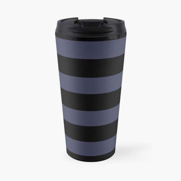 Black blue gray color block stripe pattern Travel Mug