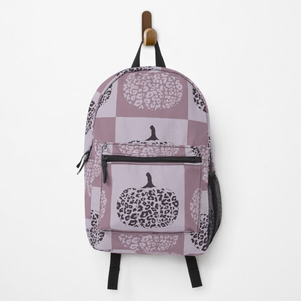 Item preview, Mauve Purple Checkered Square Pattern with Leopard Print Pumpkins designed and sold by PearlMoonGrapes.
