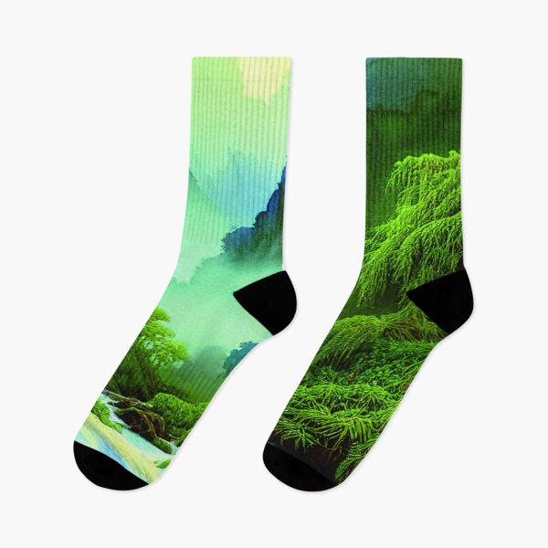 Item preview, Digital Painting Scene Of High Green Mountains and River, Nature designed and sold by NatureFood.