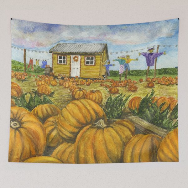 Item preview, Scarecrow Family's House, Washing Line and Pumpkin Patch at Wheelock Hall Farm in Cheshire, England designed and sold by LymphomaLass.
