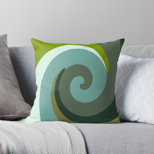 Multicolor Green swirls wave Throw Pillow
