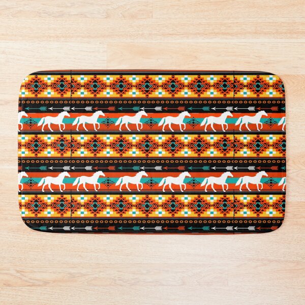 Item preview, Western Style Horse Tribal Pattern In Gold, Orange, and Brown Shades designed and sold by handsoftime2020.