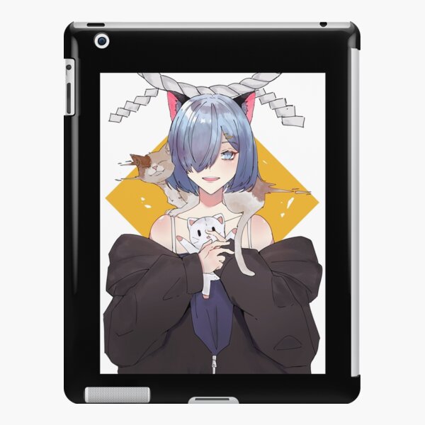 Kawaii Anime Neko Cat Girl With white hair iPad Case & Skin for