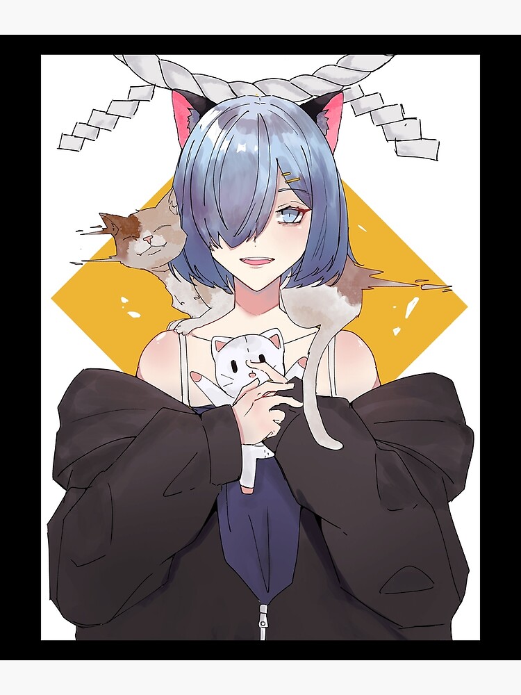 Kawaii Anime Neko Cat Girl in Black Hoodie Poster for Sale by, kawaii animes  