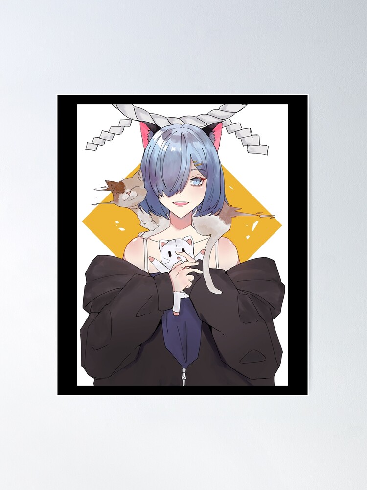Kawaii Anime Neko Cat Girl in Black Hoodie Poster for Sale by